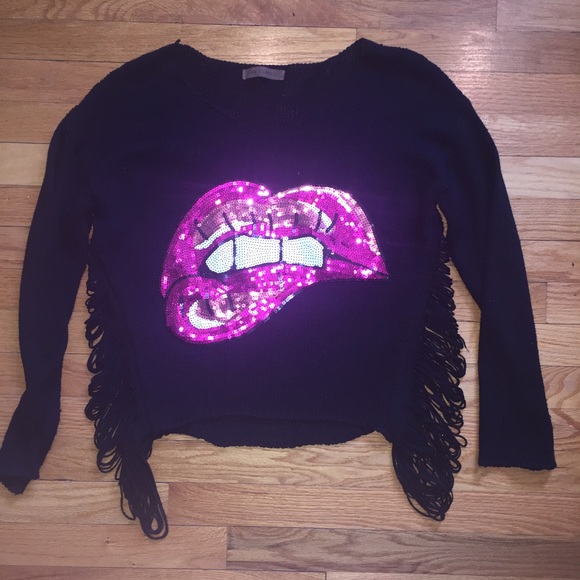 Classic sequin lip sweater
