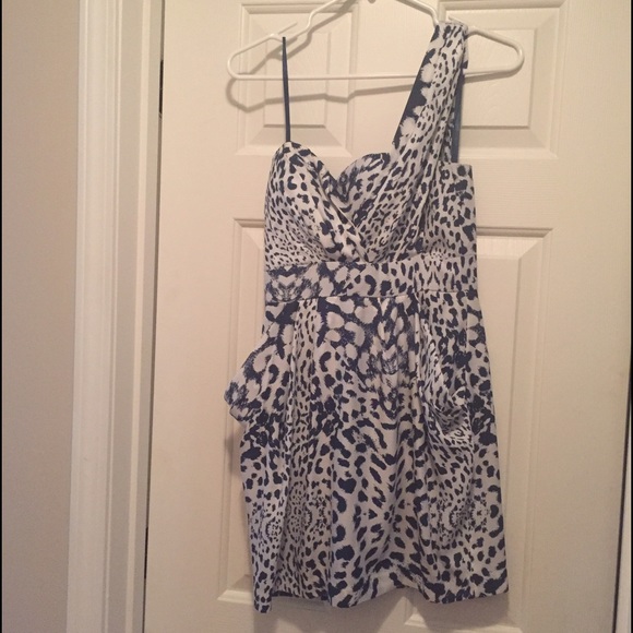 BCBGeneration Blue and White Leopard Print Dress