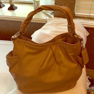 Dark biege leather Coach bag