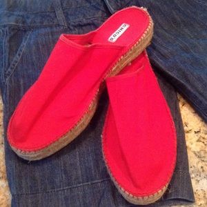 Chico's NEW red canvas comfy slip on shoes