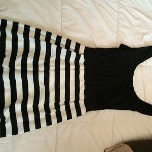 black/cream short length dress