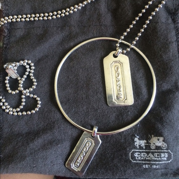 Coach bracelet and necklace dog tag set