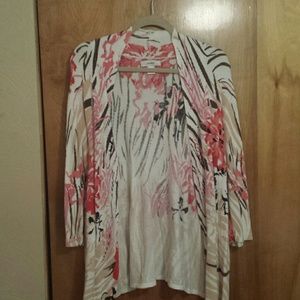 CJ Banks Open Floral Cardigan