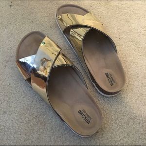 Mossimo Metallic Gold Slide Sandals