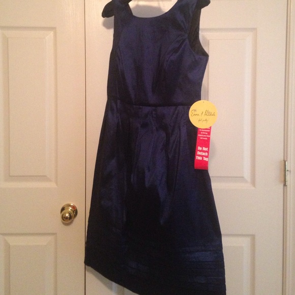 Blue black taffeta cocktail dress