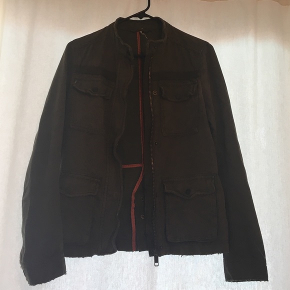 Free People Army Green Denim Jacket