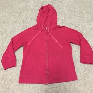 JCrew pink zipper hoodie with 3/4 sleeve. Size S