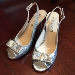 Sparkly Silver Open Toed Heels