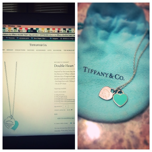 Tiffany & Co. Double heart tag pendant necklace