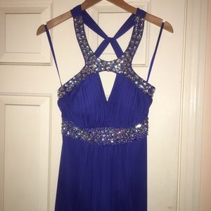 Royal blue prom dress with sequins