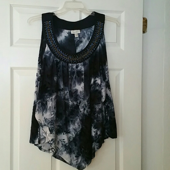 Jeweled no sleeve blouse