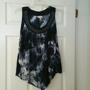 Jeweled no sleeve blouse