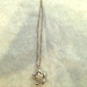 Silver toned necklace with rhinestones!