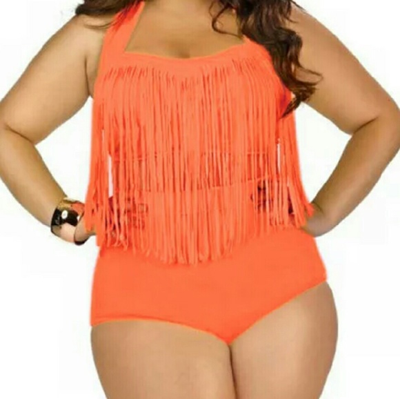 Plus size orange bikini