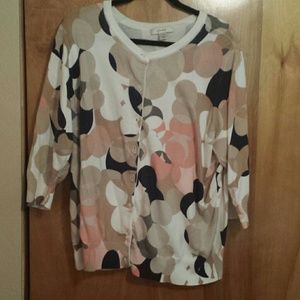 CJ Banks Cardigan Navy/Blush/Tan Circles