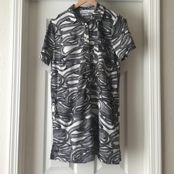 Native Youth Scribble Print Button-Down Dress