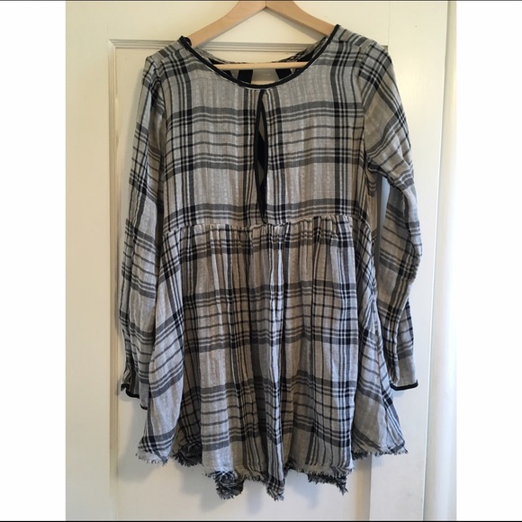 Free People Swing Me Baby Plaid Tunic