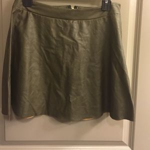 Olive Vegan-Leather skater skirt