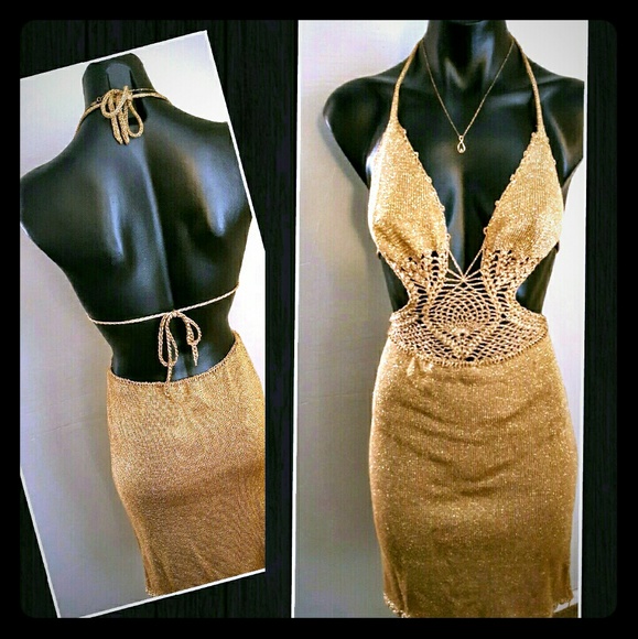 ~ Golden Handmade Cocktail Dress ~