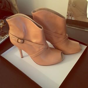 Delman Leather Blush Open-Toed Booties