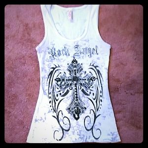 Rock angel rhinestone tank