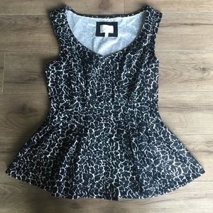 Anthropologie black and white peplum top