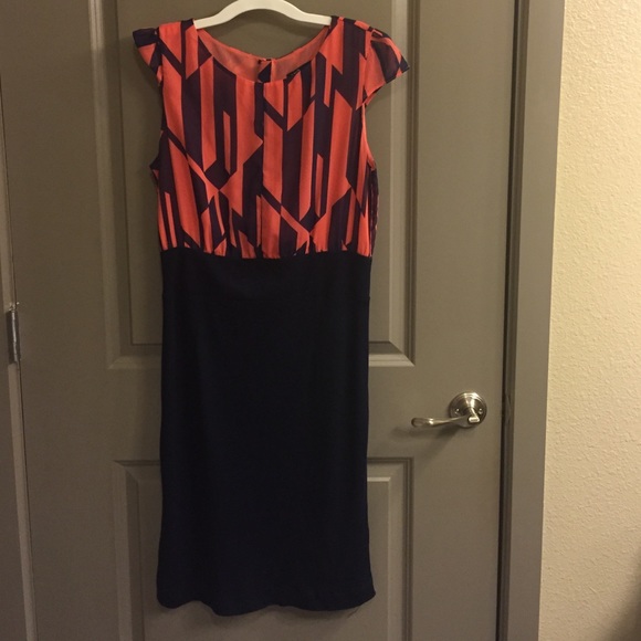 Navy and coral sassy professional dress