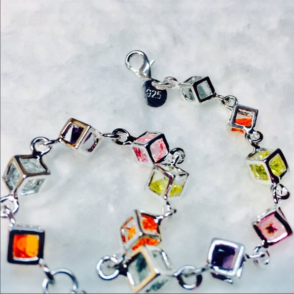 .925 Sterling Silver Rainbow Colored Rubix Cube - Picture 2 of 4