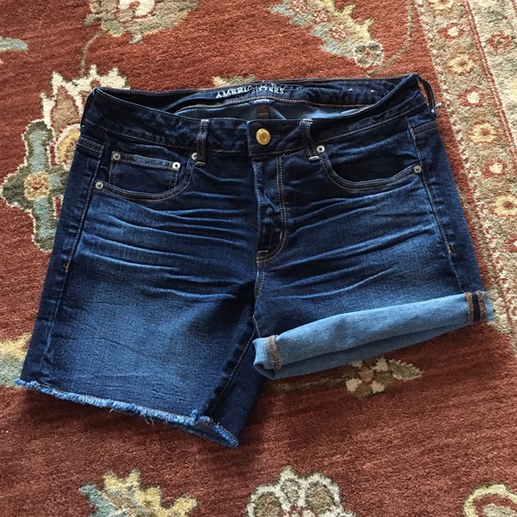 American Eagle Dark Wash Boy Midi Jean Shorts