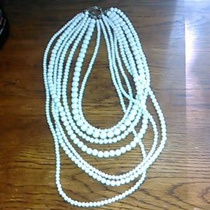 White beaded layering necklace