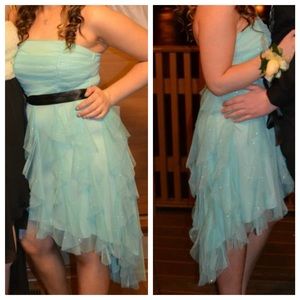 Blue Sparkly High Low Dress