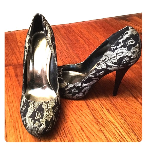 Charming Charlie's size 8 black lace heels