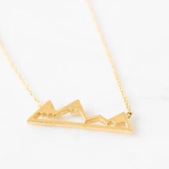 • SALE • Gold Snowy Mountain Necklace • - Picture 2 of 2