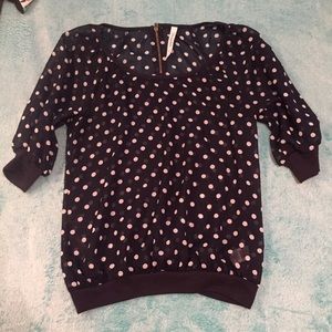 Aeropostale Polka Dot Sheer Top