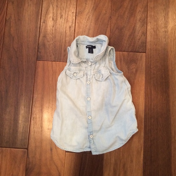 Little girls denim sleeveless top