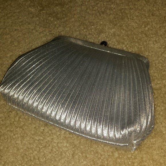 Silver lame evening clutch