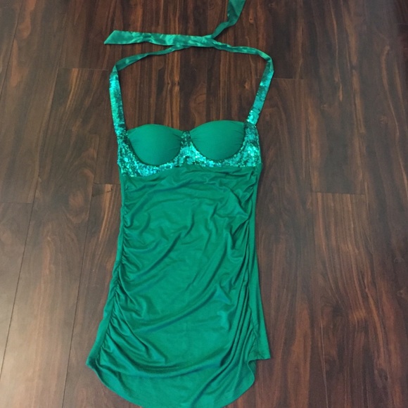 Green Sequin Halter Top.