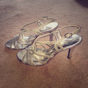 Silver, Open Toed High Heels