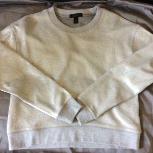 Cropped J Crew Silver Sparkle Sweatshirt XXS Cropped J Crew Silver Sparkle Sweatshirt XXS