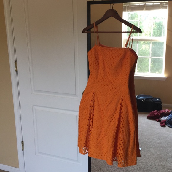 Anthropologie Maeve Lasse Orange Dress
