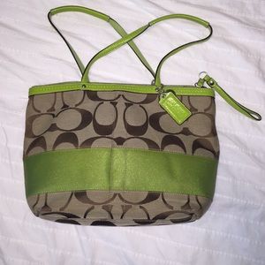 Green accent Coach purse