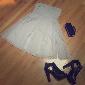 NWT Ann Taylor strapless cocktail dress silver
