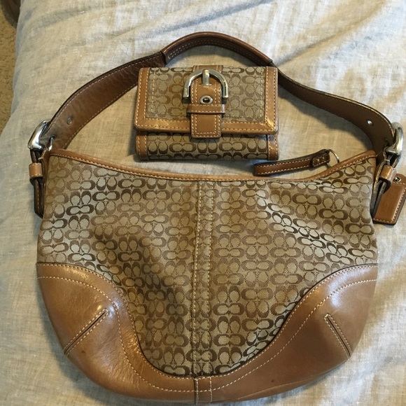 Vintage Coach crescent bag and matching wallet