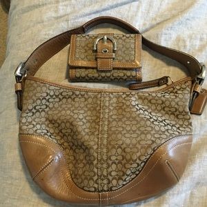 Vintage Coach crescent bag and matching wallet