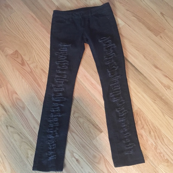 Black Denim Ripped Distressed Skinny Jeans - Picture 2 of 4