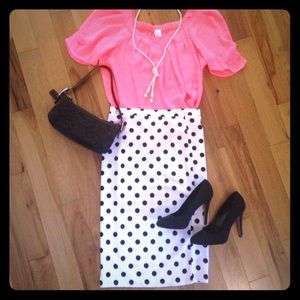 Black and White Polka Dot Skirt