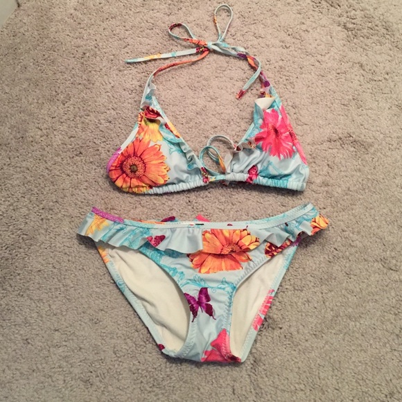 Rampage Ruffle Floral Bikini Set- Great Condition