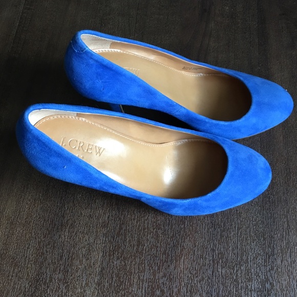 J. Crew Mona blue suede heels