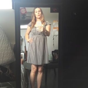 Grey and cream striped dress