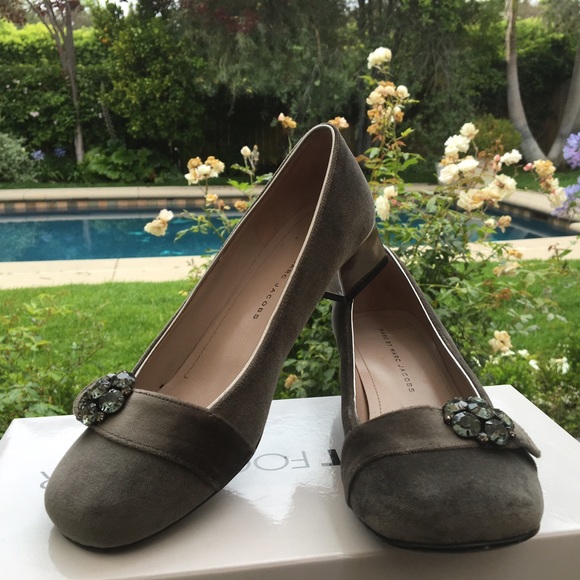 Marc by Marc Jacobs Bejeweled Velvet Block Heels